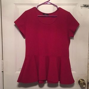 Red top with ruffle on bottom